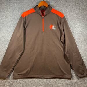 NFL Team Apparel 1/4 Zip Pullover Men's XL Brown/Orange Cleveland Browns